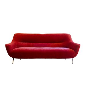 Divano vintage anni '50 in velluto rosso